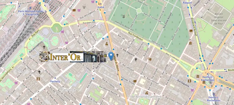 Carte du quartier Montparnasse-Gaîté - Inter'Or 132 avenue du Maine Paris 14ème